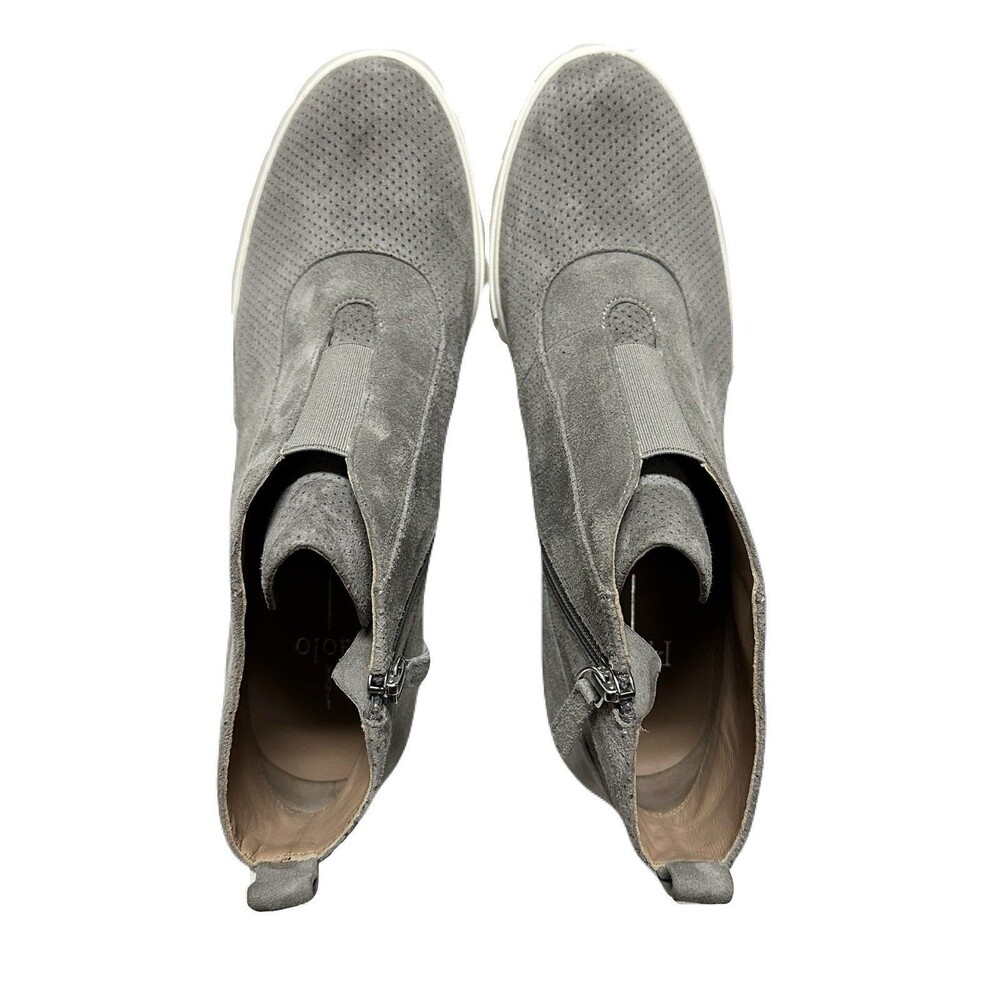 NEW Linea Paolo Anna Womens Size 9 Wedge Sneaker Bootie Gray Perforated Suede - Picture 6 of 9